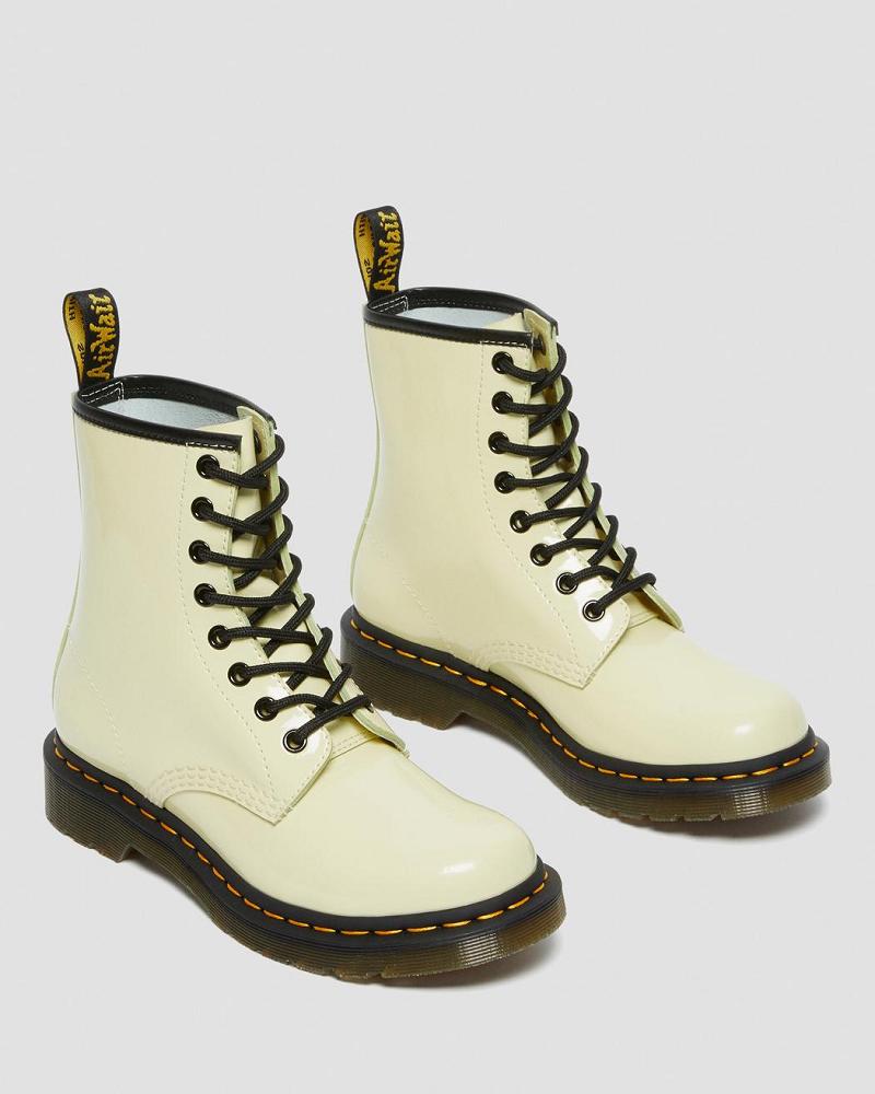 Dr Martens 1460 Lak Læder Snørestøvler Dame Hvide | DK 192EBC